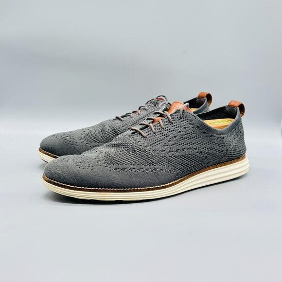Cole Haan Shoes Mens 13 Gray Knit OriginalGrand Wingtip Oxford Dress Sneakers